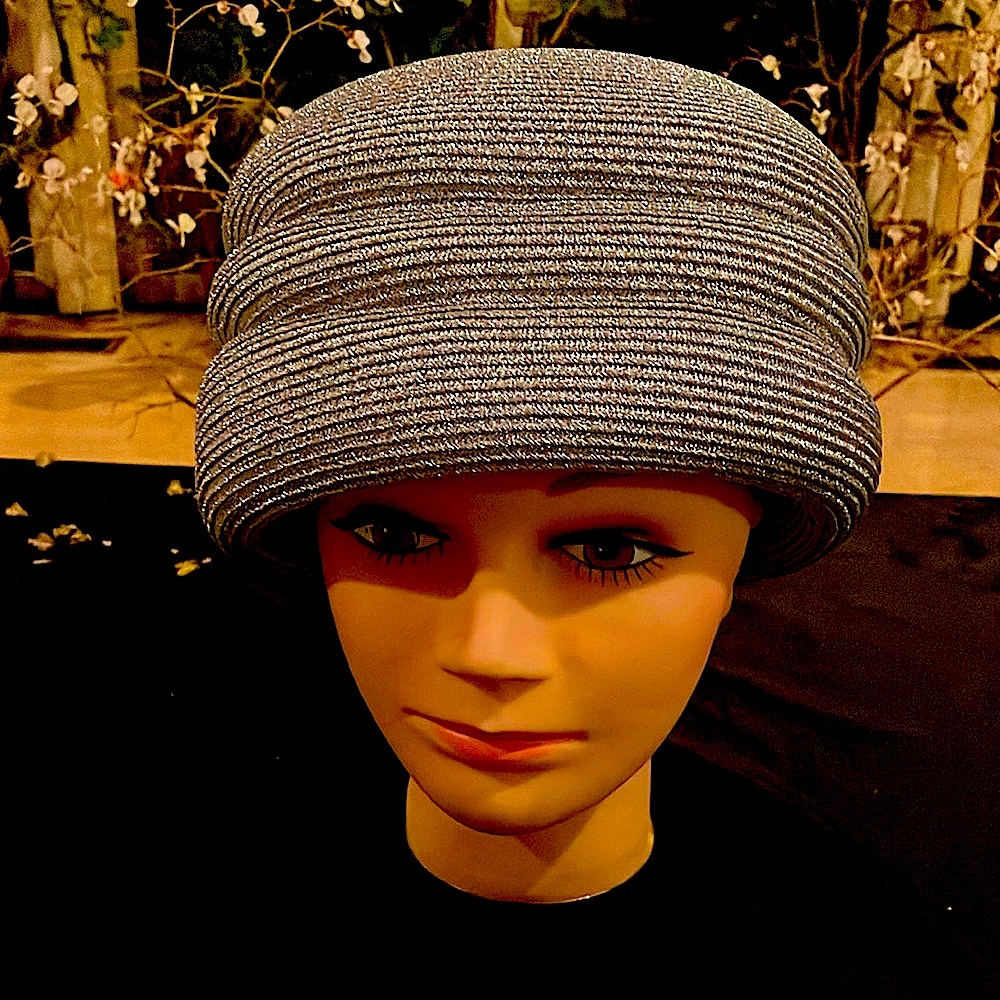 Elegant Silver Straw Metallic Hat